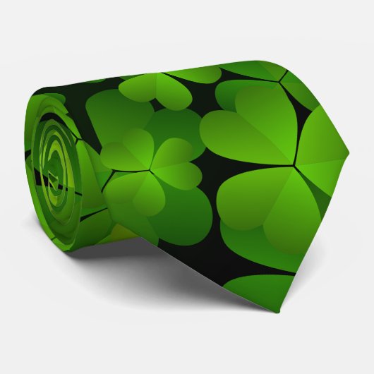 Klassisches Mit Monogramm irisches Kleeblatt Doppe Krawatte (Gerollt)