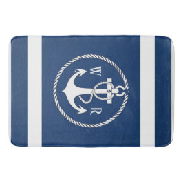 Klassisches Mit Monogramm Nautical Navy Blau und W Badematte
