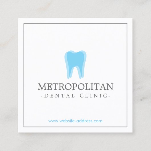 Klassisches Modern Dentist Tooth Logo auf Weiß Quadratische Visitenkarte (Vorderseite)