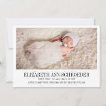 Klassisches & modernes Baby Foto Geburtserklärung