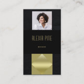 Klassisches, modernes Berufliches Black Gold Foto Visitenkarte (Vorderseite)