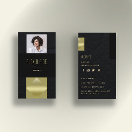 Klassisches, modernes Berufliches Black Gold Foto Visitenkarte