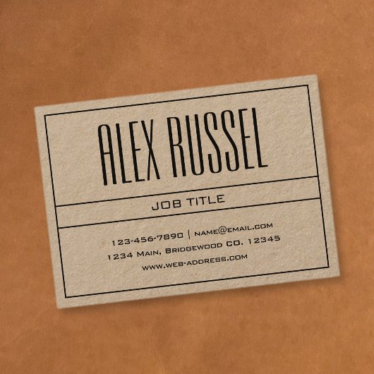 Klassisches, modernes Berufliches Schwarz auf Kraf Visitenkarte