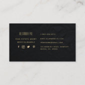 Klassisches modernes Black Gold Ananas Real Anwese Visitenkarte (Rückseite)