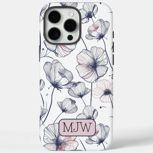 Klassisches modernes botanisches Mit Monogramm iPh Case-Mate iPhone Hülle (Rückseite)