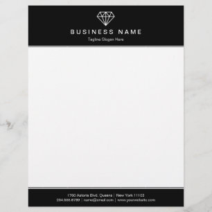 Klassisches modernes Diamant-Schwarzweiss-Logo Briefbogen