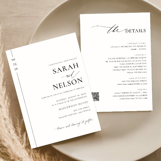 Klassisches modernes Elegant in einem QR-Code Hoch Einladung