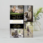 Klassisches modernes Foto Black | Weißer Abschluss Folieneinladung (Stehend vorne)