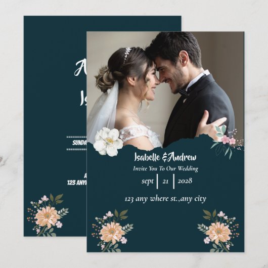 Klassisches modernes Foto Save The Date (Vorne/Hinten)