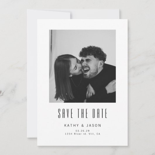 Klassisches modernes Hochzeitsfoto Save The Date (Vorderseite)