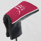 Klassisches modernes Monogramm und Name Rot Golf Headcover (3/4 Vorderseite)