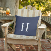 Klassisches Modernes Navy Blau Monogramm Kissen (Stuhl )