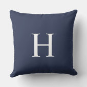 Klassisches Modernes Navy Blau Monogramm Kissen (Rückseite)