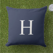Klassisches Modernes Navy Blau Monogramm Kissen (Gras)