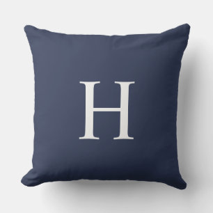 Klassisches Modernes Navy Blau Monogramm Kissen