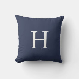 Klassisches Modernes Navy Blau Monogramm Kissen
