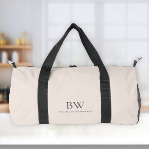 Klassisches, modernes Rosa Karkochgrau Monogramm Duffle Bag