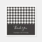 Klassisches, modernes Schwarz-Weiß-Hahnentrittmust Serviette (Vorderseite)