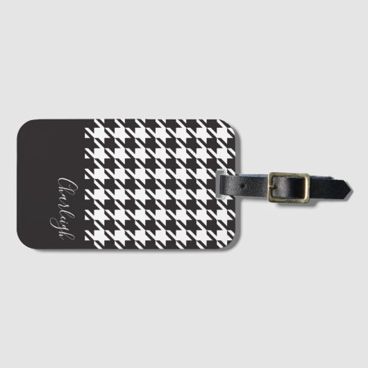 Klassisches modernes Schwarz-Weiß-Hahnentrittmuste Gepäckanhänger (Vorderseite (Horizontal))