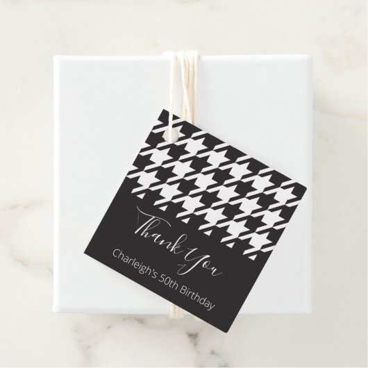 Klassisches modernes Schwarz-Weiß-Hahnentrittmuste Geschenkanhänger (Beispiel)