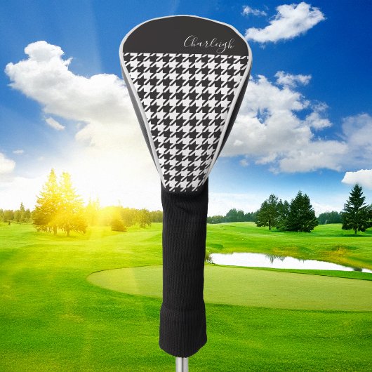 Klassisches modernes Schwarz-Weiß-Hahnentrittmuste Golf Headcover