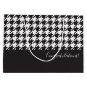 Klassisches modernes Schwarz-Weiß-Hahnentrittmuste Große Geschenktüte (Rückseite)