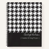 Klassisches modernes Schwarz-Weiß-Hahnentrittmuste Notizblock (Vorderseite)