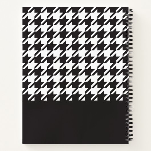 Klassisches modernes Schwarz-Weiß-Hahnentrittmuste Notizblock (Rückseite)