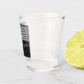 Klassisches modernes Schwarz-Weiß-Hahnentrittmuste Schnapsglas (Rechts)