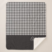 Klassisches modernes Schwarz-Weiß-Hahnentrittmuste Sherpadecke (Vorderseite)