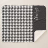 Klassisches modernes Schwarz-Weiß-Hahnentrittmuste Sherpadecke (Vorderseite (Horizontal))