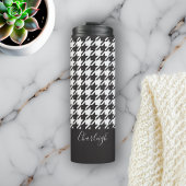 Klassisches modernes Schwarz-Weiß-Hahnentrittmuste Thermosbecher