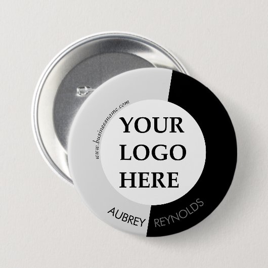 Klassisches, modernes Schwarz-Weiß-Logo Button (Vorne & Hinten)