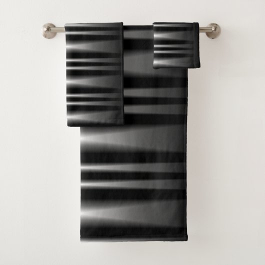 Klassisches modernes Schwarz-Weiß-Muster Badhandtuch Set (Insitu)