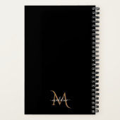 Klassisches, modernes Schwarzes Gold Monogramm Notizblock (Rückseite)