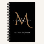 Klassisches, modernes Schwarzes Gold Monogramm Notizblock (Vorderseite)