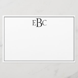Klassisches modernes Schwarzweiss-Monogramm Briefpapier