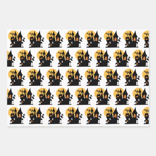 Klassisches modernes Spuk Haus in Weiß Geschenkpapier Set (Vorderseite)