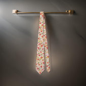 Klassisches Mohnmuster aus Poppy Pink & Olive Buds Krawatte