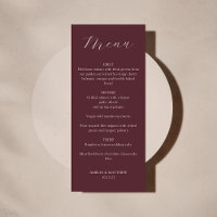 Klassisches Mongram Burgundy Script Printable Menü