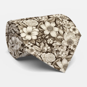Klassisches monochromes Floral mit Vintage-Stimmun Krawatte