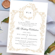 Klassisches Monogram Blush Wappen Elegante Hochzei