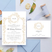 Klassisches Monogram Blush Wappen Elegante Hochzei RSVP Karte