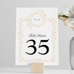 Klassisches Monogram Blush Wappen Elegante Hochzei Tischnummer<br><div class="desc">Traditionelles Monogram Blush Wappen Elegant Wedding ___________________________ ***Dieses Design ist Teil einer Kollektion*** Erleben Sie den Charme zeitloser Eleganz mit meiner formalen Traditionellen Monogram Wreath Classic und Elegant Wedding Collection. Diese Kollektion besticht durch personalisierte mit Monogramm Designs mit einem aufwändig gewebten Kranz und Rahmen, die das Wesen einer klassischen, unvergesslichen...</div>