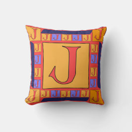 KLASSISCHES MONOGRAM J BLAUE GRENZE KISSEN