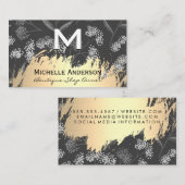 Klassisches Monogram Trendy Floral Pattern Visitenkarte (Vorne/Hinten)