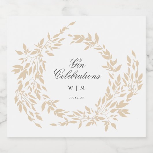 Klassisches Monogram Wappen-Hochzeit Alkoholflaschenetikett (Einzelnes Label)