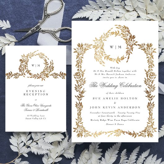 Klassisches Monogram Wappen-Hochzeit Begleitkarte