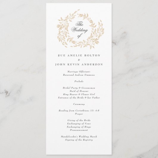 Klassisches Monogram Wappen-Hochzeit Programm (Vorderseite)