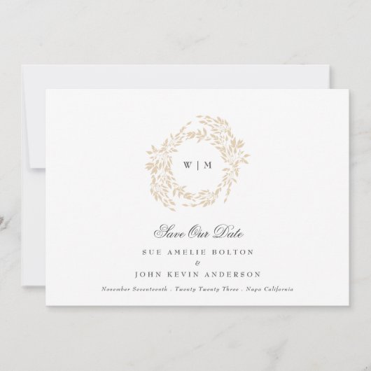 Klassisches Monogram Wappen-Hochzeit Save The Date (Vorderseite)